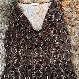 Calvin Klein snakeskin print draped neck top